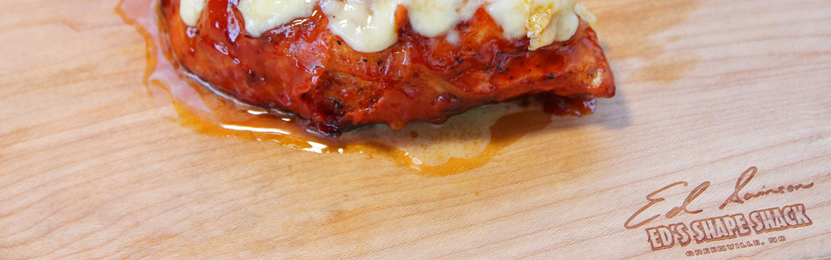 Chicken on Ed's Shape Shack cutting board